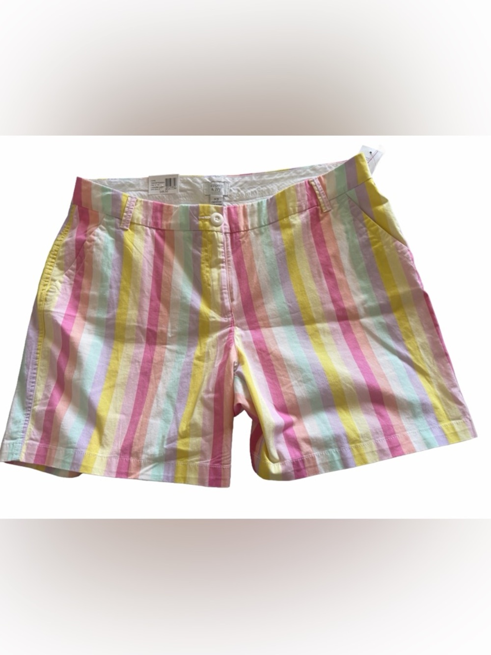 crown & ivy Pastel Multicolor Stripe Women's Shorts- size 16W NWT